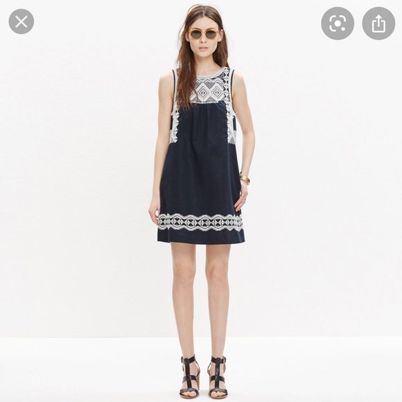 Madewell Onyx Embroidered Stitchtake Boho Dress - Picture 14 of 14